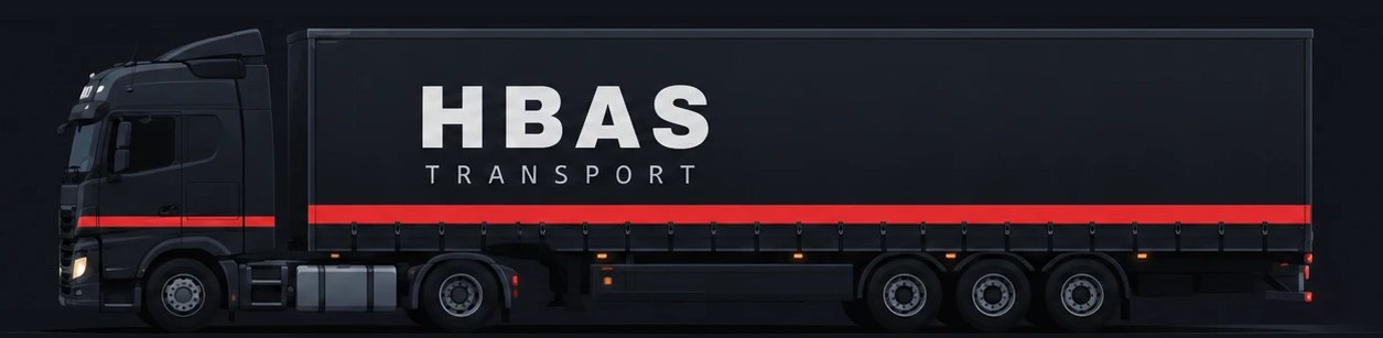 Semi-remorque 3 essieux 40 tonnes aux couleurs de HBAS TRANSPORT, vu de profil, pour le transport longue distance